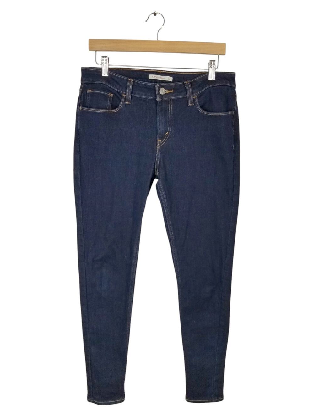 Levi's 535 Super Skinny Dark Wash Jeans Stretch Denim Blue Women's Size 31 / 12